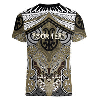 Aotearoa Iwi Waikato Tainui Personalised Women V-Neck T-Shirt Maori Kowhaiwhai Pattern