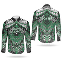 Aotearoa Iwi Ngati Maniapoto Personalised Couples Matching Off Shoulder Maxi Dress and Long Sleeve Button Shirt Maori Kowhaiwhai Pattern