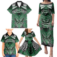 Aotearoa Iwi Ngati Maniapoto Personalised Family Matching Puletasi and Hawaiian Shirt Maori Kowhaiwhai Pattern