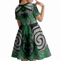 Aotearoa Iwi Ngati Maniapoto Personalised Kid Short Sleeve Dress Maori Kowhaiwhai Pattern
