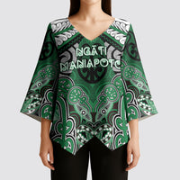 Aotearoa Iwi Ngati Maniapoto Personalised Kimono Sleeve Blouse Maori Kowhaiwhai Pattern
