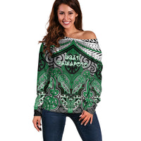 Aotearoa Iwi Ngati Maniapoto Personalised Off Shoulder Sweater Maori Kowhaiwhai Pattern