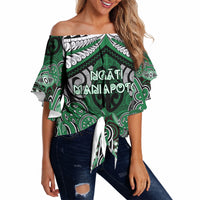 Aotearoa Iwi Ngati Maniapoto Personalised Off Shoulder Wrap Waist Top Maori Kowhaiwhai Pattern
