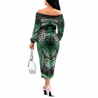 Aotearoa Iwi Ngati Maniapoto Personalised Off The Shoulder Long Sleeve Dress Maori Kowhaiwhai Pattern