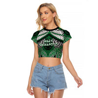 Aotearoa Iwi Ngati Maniapoto Personalised Raglan Cropped T Shirt Maori Kowhaiwhai Pattern