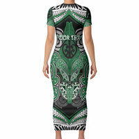 Aotearoa Iwi Ngati Maniapoto Personalised Short Sleeve Bodycon Dress Maori Kowhaiwhai Pattern