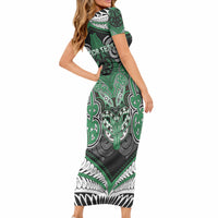 Aotearoa Iwi Ngati Maniapoto Personalised Short Sleeve Bodycon Dress Maori Kowhaiwhai Pattern