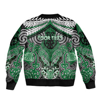 Aotearoa Iwi Ngati Maniapoto Personalised Sleeve Zip Bomber Jacket Maori Kowhaiwhai Pattern