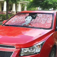 Japanese Geisha Cherry Blossom Auto Sun Shade Pink Palaka Hawaii Pattern Fusion Design LT19 - Polynesian Pride