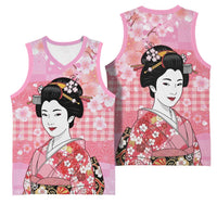 Japanese Geisha Cherry Blossom Basketball Jersey Pink Palaka Hawaii Pattern Fusion Design LT19 - Polynesian Pride
