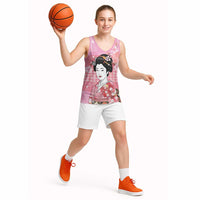 Japanese Geisha Cherry Blossom Basketball Jersey Pink Palaka Hawaii Pattern Fusion Design LT19 - Polynesian Pride