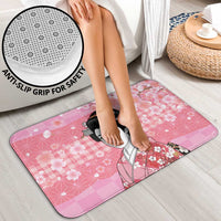 Japanese Geisha Cherry Blossom Bathroom Set Pink Palaka Hawaii Pattern Fusion Design LT19 - Polynesian Pride