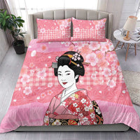 Japanese Geisha Cherry Blossom Bedding Set Pink Palaka Hawaii Pattern Fusion Design LT19 - Polynesian Pride