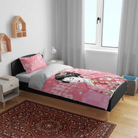 Japanese Geisha Cherry Blossom Bedding Set Pink Palaka Hawaii Pattern Fusion Design LT19 - Polynesian Pride