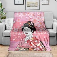 Japanese Geisha Cherry Blossom Blanket Pink Palaka Hawaii Pattern Fusion Design LT19 - Polynesian Pride