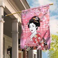 Japanese Geisha Cherry Blossom Garden Flag Pink Palaka Hawaii Pattern Fusion Design LT19 House Flag Pink - Polynesian Pride