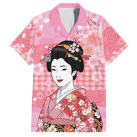 Japanese Geisha Cherry Blossom Hawaiian Shirt Pink Palaka Hawaii Pattern Fusion Design LT19 Pink - Polynesian Pride