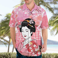 Japanese Geisha Cherry Blossom Hawaiian Shirt Pink Palaka Hawaii Pattern Fusion Design LT19 - Polynesian Pride