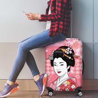 Japanese Geisha Cherry Blossom Luggage Cover Pink Palaka Hawaii Pattern Fusion Design LT19 - Polynesian Pride