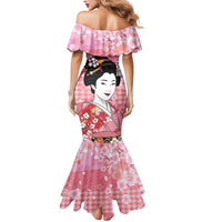 Japanese Geisha Cherry Blossom Mermaid Dress Pink Palaka Hawaii Pattern Fusion Design LT19 - Polynesian Pride