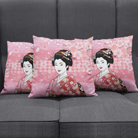 Japanese Geisha Cherry Blossom Pillow Cover Pink Palaka Hawaii Pattern Fusion Design LT19 - Polynesian Pride