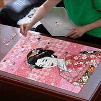 Japanese Geisha Cherry Blossom Puzzle Pink Palaka Hawaii Pattern Fusion Design LT19 - Polynesian Pride
