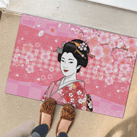 Japanese Geisha Cherry Blossom Rubber Doormat Pink Palaka Hawaii Pattern Fusion Design LT19 - Polynesian Pride