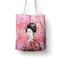 Japanese Geisha Cherry Blossom Tote Bag Pink Palaka Hawaii Pattern Fusion Design LT19 - Polynesian Pride