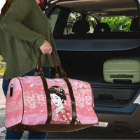 Japanese Geisha Cherry Blossom Travel Bag Pink Palaka Hawaii Pattern Fusion Design LT19 - Polynesian Pride