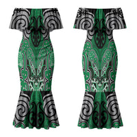 Aotearoa Iwi Ngai Tahu Personalised Couples Matching Mermaid Dress and Long Sleeve Button Shirt Maori Kowhaiwhai Pattern