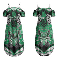 Aotearoa Iwi Ngai Tahu Personalised Couples Matching Summer Maxi Dress and Long Sleeve Button Shirt Maori Kowhaiwhai Pattern