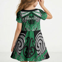Aotearoa Iwi Ngai Tahu Personalised Kid Short Sleeve Dress Maori Kowhaiwhai Pattern