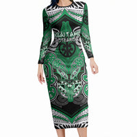 Aotearoa Iwi Ngai Tahu Personalised Long Sleeve Bodycon Dress Maori Kowhaiwhai Pattern