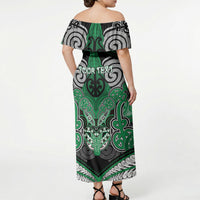 Aotearoa Iwi Ngai Tahu Personalised Off Shoulder Maxi Dress Maori Kowhaiwhai Pattern