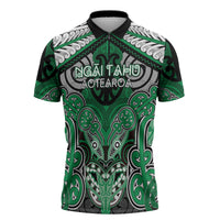 Aotearoa Iwi Ngai Tahu Personalised Zipper Polo Shirt Maori Kowhaiwhai Pattern