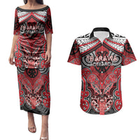 Aotearoa Iwi Te Arawa Personalised Couples Matching Puletasi and Hawaiian Shirt Maori Kowhaiwhai Pattern