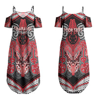 Aotearoa Iwi Te Arawa Personalised Couples Matching Summer Maxi Dress and Long Sleeve Button Shirt Maori Kowhaiwhai Pattern