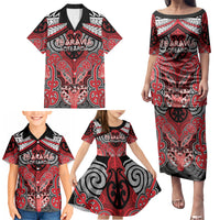 Aotearoa Iwi Te Arawa Personalised Family Matching Puletasi and Hawaiian Shirt Maori Kowhaiwhai Pattern
