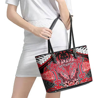 Aotearoa Iwi Te Arawa Leather Tote Bag Maori Kowhaiwhai Pattern
