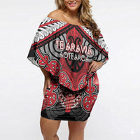 Aotearoa Iwi Te Arawa Personalised Off Shoulder Short Dress Maori Kowhaiwhai Pattern