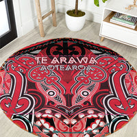 Aotearoa Iwi Te Arawa Round Carpet Maori Kowhaiwhai Pattern