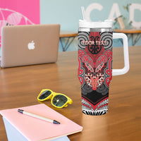Aotearoa Iwi Te Arawa Personalised Tumbler With Handle Maori Kowhaiwhai Pattern