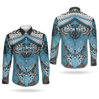 Aotearoa Iwi Ngati Porou Personalised Couples Matching Off Shoulder Short Dress and Long Sleeve Button Shirt Maori Kowhaiwhai Pattern