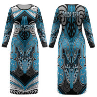 Aotearoa Iwi Ngati Porou Personalised Family Matching Long Sleeve Bodycon Dress and Hawaiian Shirt Maori Kowhaiwhai Pattern