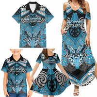 Aotearoa Iwi Ngati Porou Personalised Family Matching Summer Maxi Dress and Hawaiian Shirt Maori Kowhaiwhai Pattern