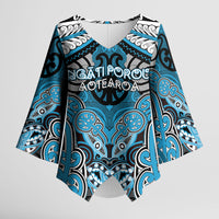 Aotearoa Iwi Ngati Porou Personalised Kimono Sleeve Blouse Maori Kowhaiwhai Pattern