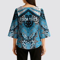 Aotearoa Iwi Ngati Porou Personalised Kimono Sleeve Blouse Maori Kowhaiwhai Pattern