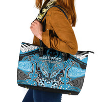 Aotearoa Iwi Ngati Porou Leather Tote Bag Maori Kowhaiwhai Pattern