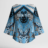 Aotearoa Iwi Ngati Kahungunu Personalised Kimono Sleeve Blouse Maori Kowhaiwhai Pattern