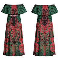 Aotearoa Iwi Tuhoe Personalised Couples Matching Off Shoulder Maxi Dress and Long Sleeve Button Shirt Maori Kowhaiwhai Pattern